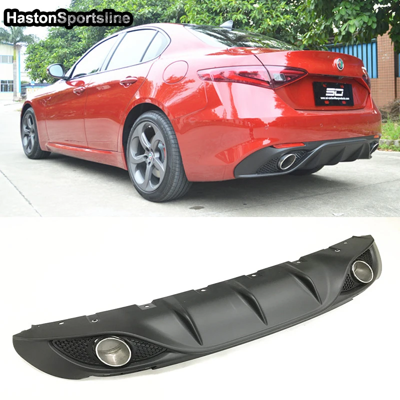 Giulia Rear Bumper Lip Diffuser With Exhaust Muffler Pipe