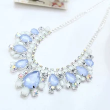 YFJEWE,, новинка, посеребренное ожерелье с голубым кристаллом, аксессуары, стразы, модное ожерелье на цепочке, Рождественский подарок# N031
