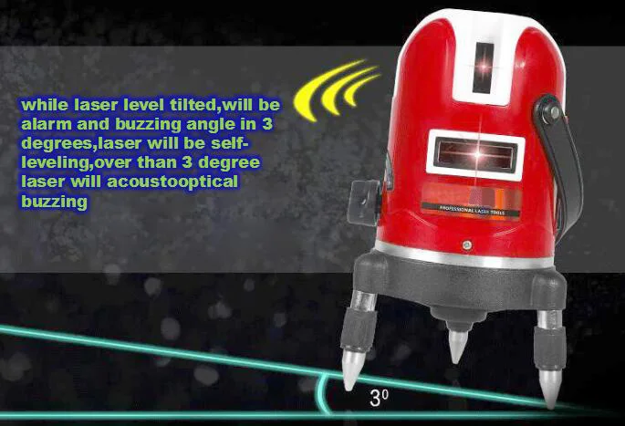 Лазерный уровень 5 линий 6 точек уровень с функцией наклона Slash/360 Поворотный самонивелирующийся Открытый ЕС 635nM Lazer уровень