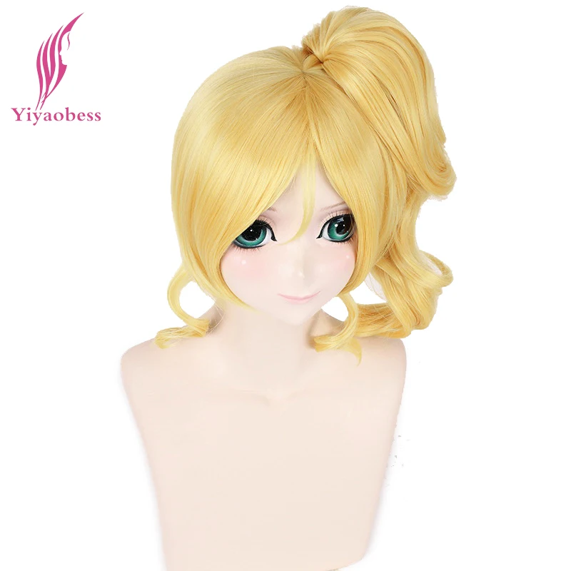 Yiyaobess синтетические волосы 14 дюймов средней длины Eli Ayase Золотой Блонд косплей парик с одним конским хвостом Love Live парики для женщин