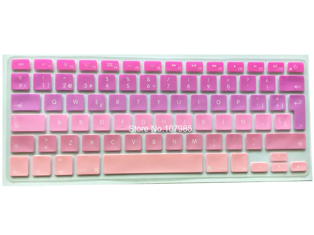 Силиконовый градиентный черный чехол-клавиатура для ЕС/Великобритании, протектор для MacBook A1278 A1425 A1369 A1466 A1398 A1286 - Цвет: Pink