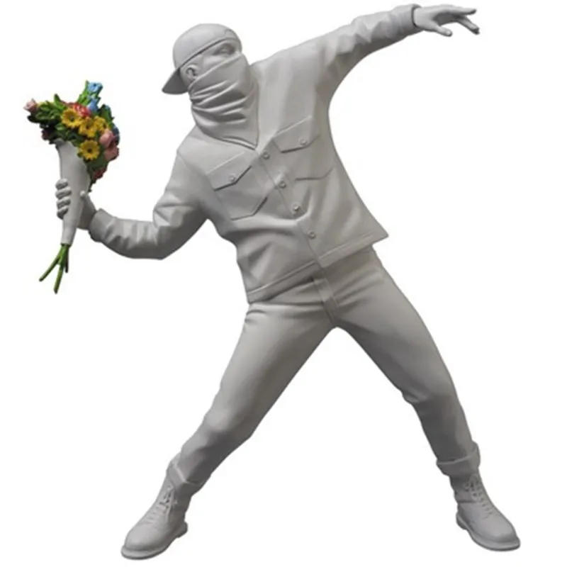 Flower Bomber Full-Length Portrait Street Art Throwing Flowers People Statue Decoration Action Figure Toy X1848