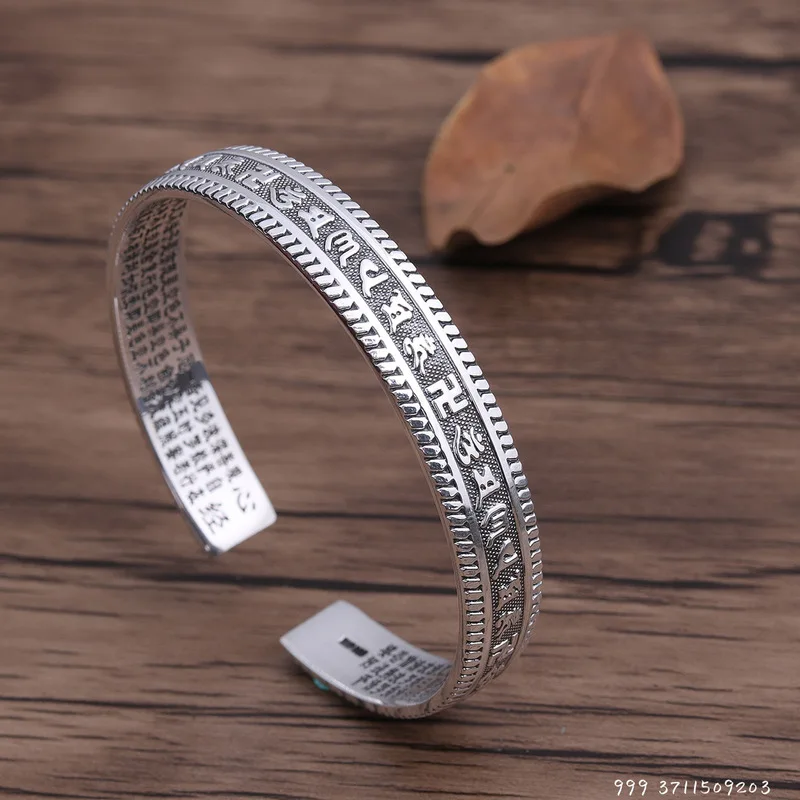 

2019 Armbanden Voor Vrouwen Sterling Bracelet Six Words Daming Mantra Text Buddhist Ornaments Wholesale Archaize Do The Old One