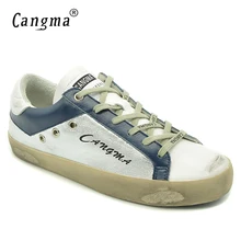 CANGMA бренд в минималистском стиле женская обувь Демисезонный серебро Лакированная кожа кроссовки Туфли без каблуков в стиле ретро; женская обувь для отдыха обувь для взрослых