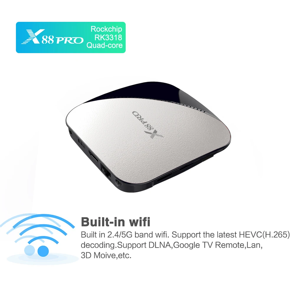 X88 pro Android 9,0 4G 32G Rockchip RK3318 4 ядра 2,4G и 5G Wifi 4K HDR телеприставка USB 3,0 Поддержка 3D кино Голосовое управление x88pro