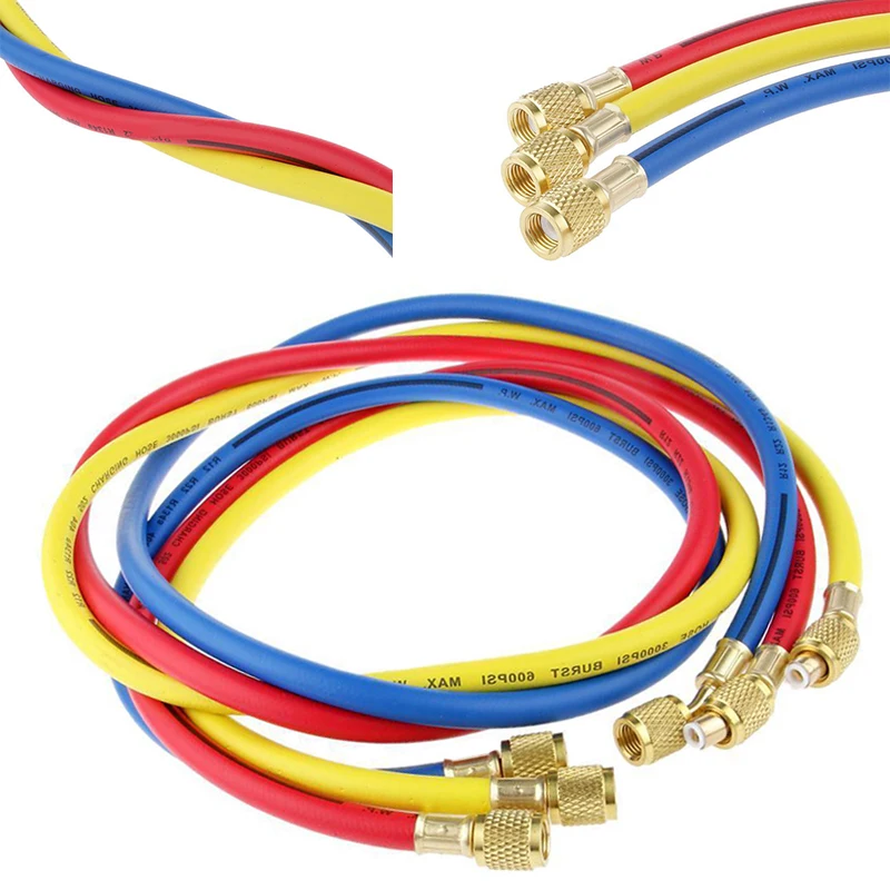 3pcs R134a R22 R410a Refrigeration Charging Hoses 1/4 3pcs R134a R22 R410a Refrigeration Charging Hoses 1/4