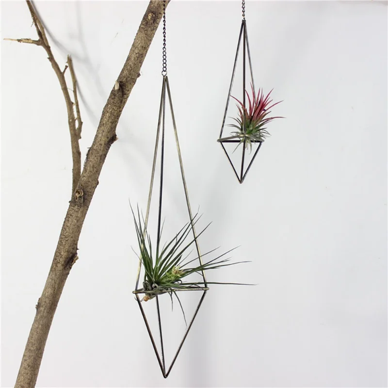Подвесная стойка для растений, металлическая Геометрическая железная художественная деревенская цветочный горшок стойка для растений для домашнего сада