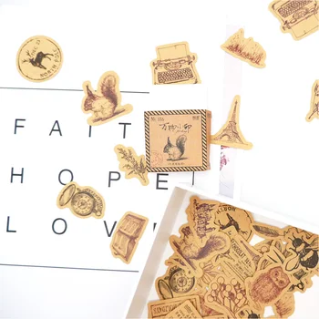 

46 Pcs/box vintage Imprint paper sticker DIY diary album decoration stickers scrapbooking planner label Scrapbook stickers