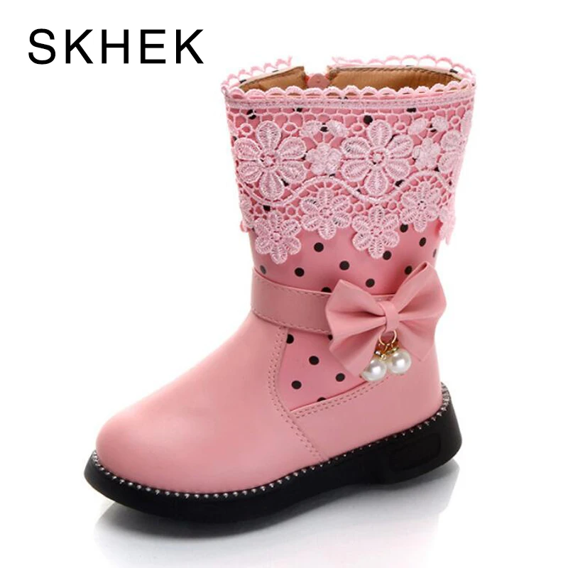 Buy SKEHK Girls Boots Winter Shoes For Girls Mid Calf Boots Kids Winter Boots