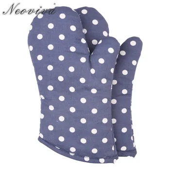 

Neoviva Cotton Spots Fabric Quilting Oven Mitts for Children Set of 2 Polka Dots Crown Blue Microwave Cute Gloves Grill Barbecue