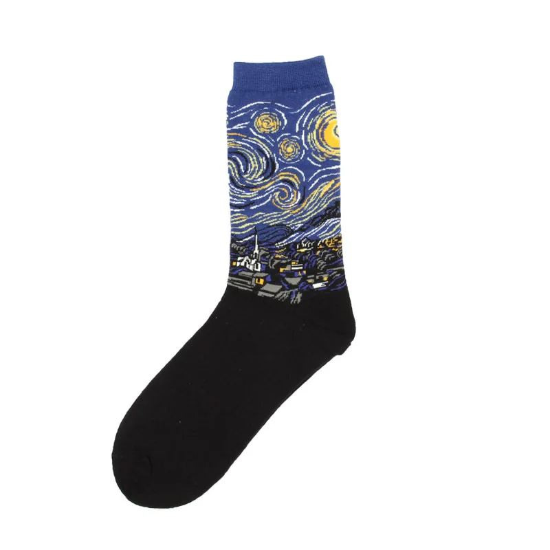 Мужские и женские носки в стиле ретро с объемным рисунком Ван Гога, масляной живописи, забавные хлопковые носки с рисунком звездной ночи для женщин - Цвет: 13