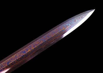

High Quality Chinese Han jian Sword Katana Sharpened Manganese Folded Steel Blade Annatto Wood Sheath Full Tang