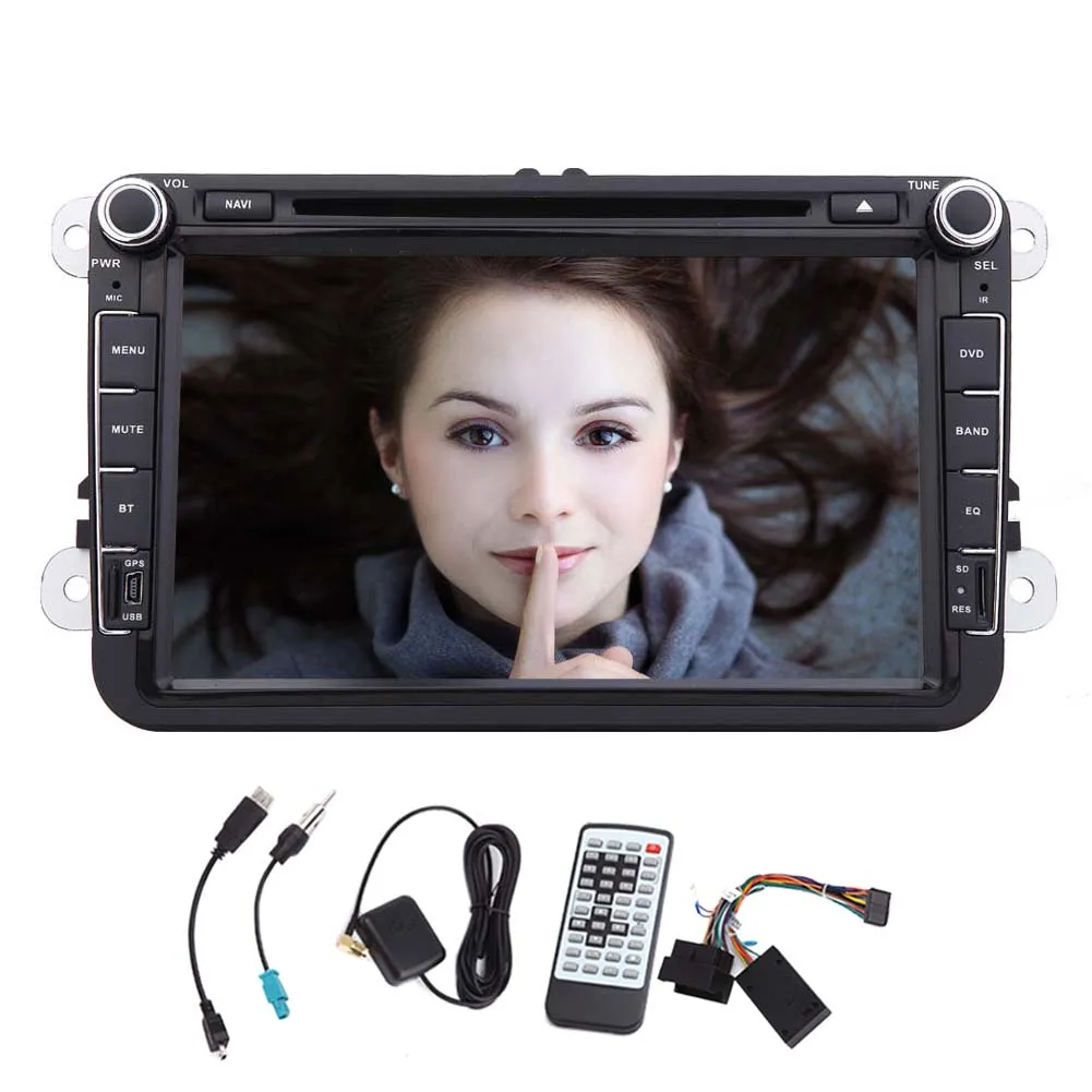 8 Inch Quad Core android 5.1 Lollipop HD 1024x600 Resolution Double 2 Din in Dash Radio for Polo Golf Passat B6 B7 Jetta Tiguan Touran Amark Sharan Caddy Bora Eos Cc Scirocco Skoda Octavia Superb Rapid Yeti Fabia, Car Stereo with DVD Player GPS Navigation Syetem Head Unit Capacitive Touch Screen Support Can Bus for Steering Wheel/bluetooth/sd/usb/parking Sensor/fm/am Radio/obd2/dvr/3g/av-in/1080p
