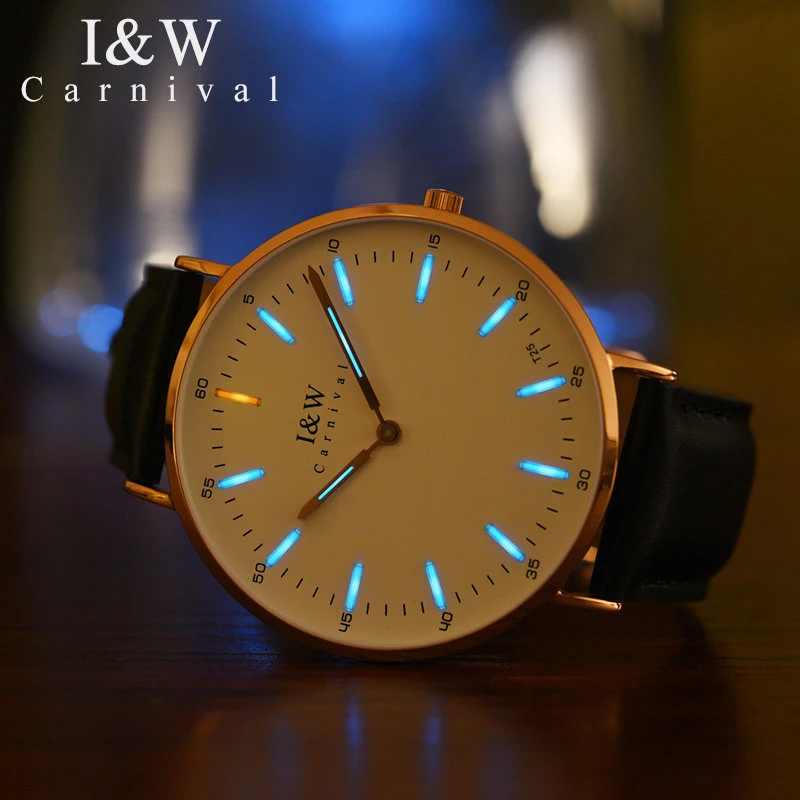 Carnival T25 Tritium Luminous Watch Men Ultra Thin Mens Watches Top