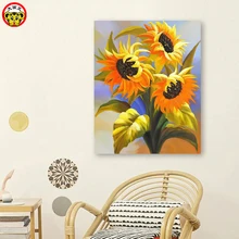 Картина по номерам художественная краска по номеру Diy мультфильм Подсолнух руководство наполнение цвет краска ing масляная краска ing