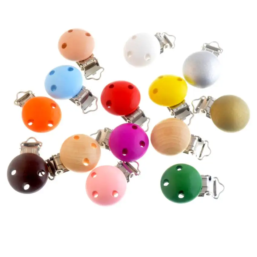 

Baby Pacifier Clips Pattern Wood Metal Holders Cute Infant Soother Clasps Accessories 4.4x2.9cm