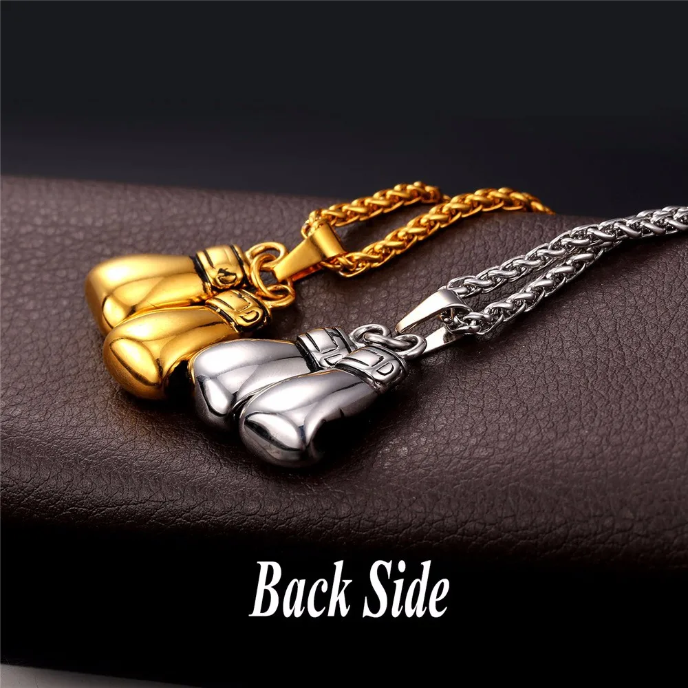Gold-Toned Boxing Gloves Pendant Necklace Made Of Stainless Steel | Classy  Men Collection