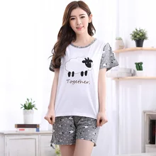 Лидер продаж; Летние Симпатичные пижамные комплекты из хлопка; женские пижамы с рисунком овечки; Пижама с короткими рукавами; одежда для отдыха; большие размеры 3XL; femme
