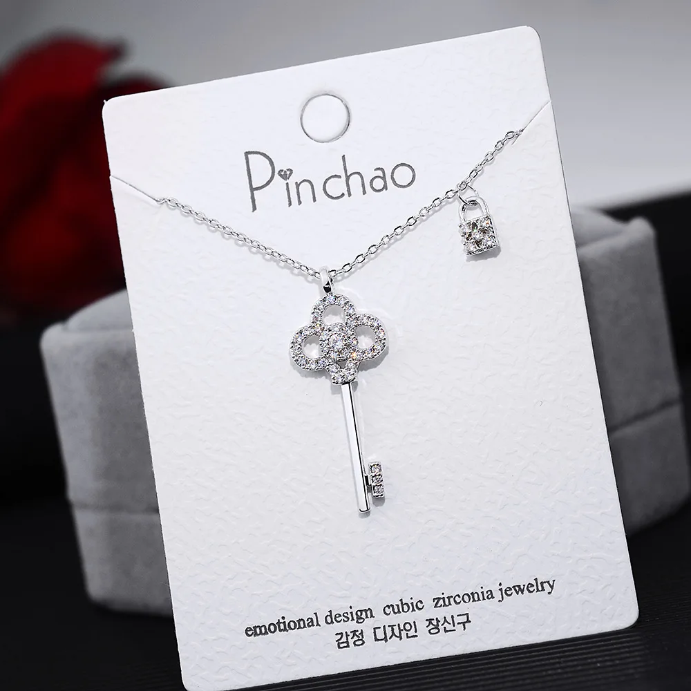YUN RUO Micro Pave Циркон ключ кулон ожерелье чокер розовое золото серебро цвет модные украшения подарок на день рождения женщина Прямая