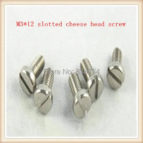hot sale 500pcs m3*12 304 stainless steel slotted cheese head screw