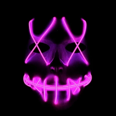 DC 3V Halloween Ghost Shaped purple Slit Mouth LED Light Up Sparkling Mask Holiday Lighting Scared Neon EL Wire for Easter | Дом и сад