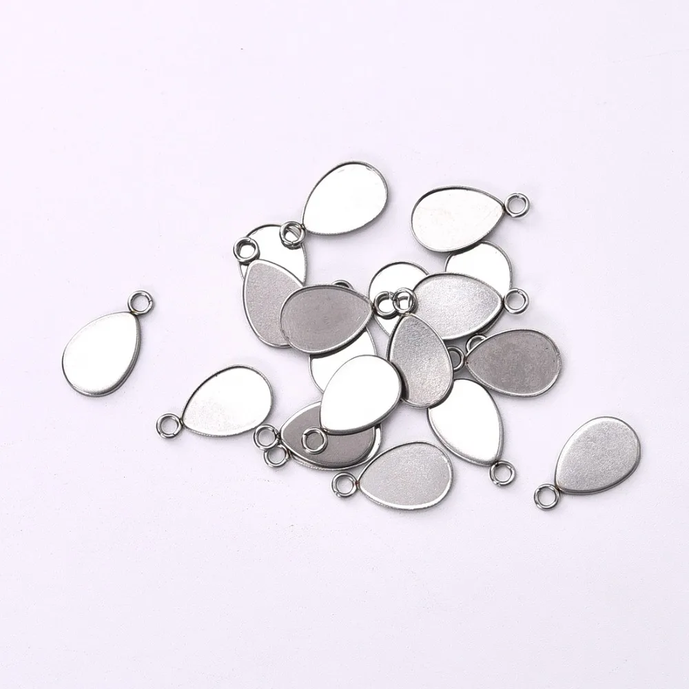 Stainless Steel Drop Pendant Cabochon Setting 10x14mm Teadrop Bezel (5)