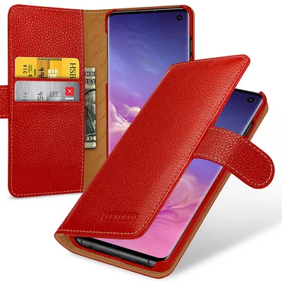 Чехол-кошелек для samsung Galaxy S10 из натуральной кожи, чехол-книжка для телефона Galaxy S10 Plus, кожаный чехол s для samsung Galaxy S10e - Цвет: Красный