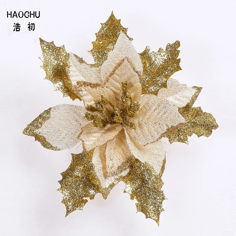 

HAOCHU Merry Christmas 17cm Cristmas Santa Artificial Flower Decoration Adornos De Navidad Para Casa 2017 Tree Topper Ornament