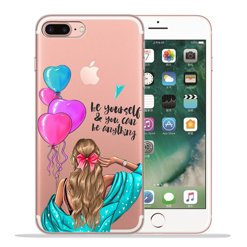 Новое поступление Модный чехол для телефона для девочек для Funda iPhone 8 7 6 6S Plus X XS MAX XR 10 мягкий силиконовый чехол Etui