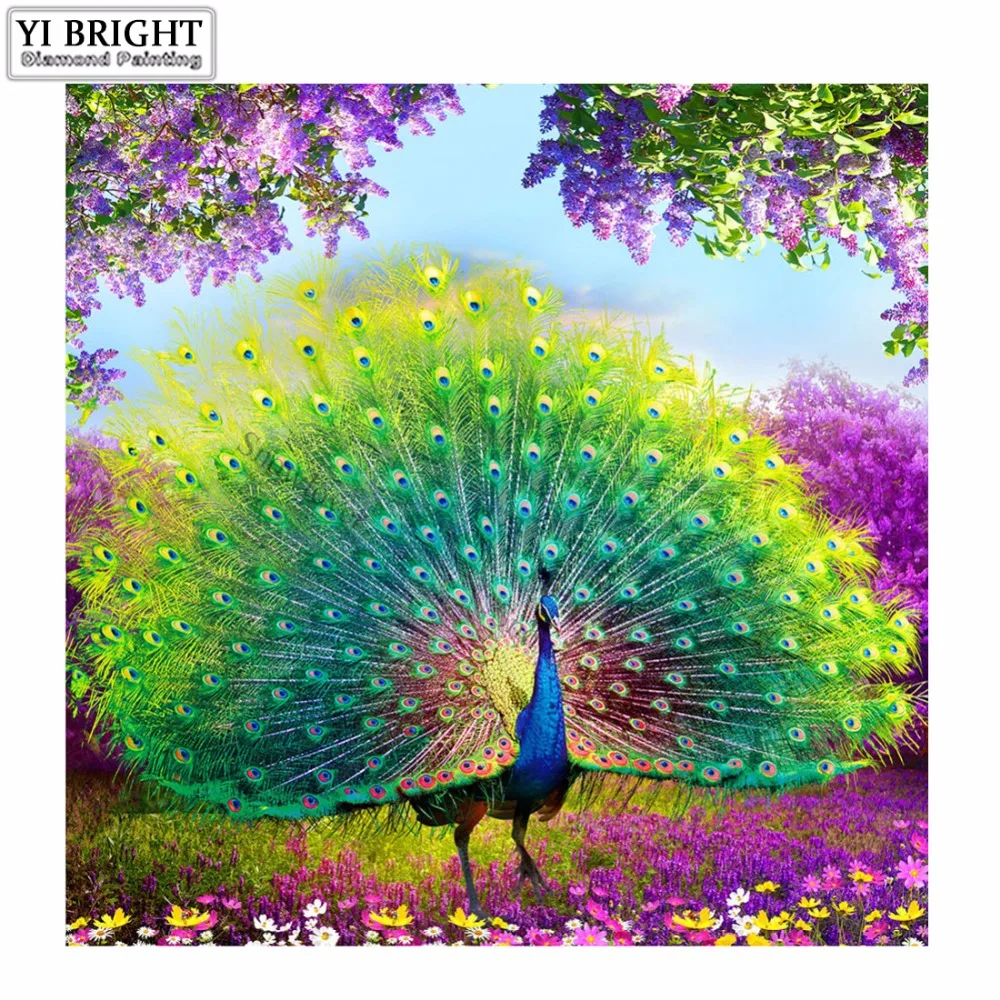 

DIY 5D Diamond Painting Cross Stitch Square And Round Diamonds Embroidery Peacock Wealth Fortune Diamond Mosaic Home Decor YC