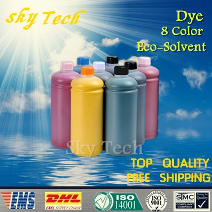 

1000ML*8 Dye Eco Solvent Ink suit for Epson 1800 print head Printer , For wood metal ceramic etc , PBK MBK C M Y BLU RED GLO
