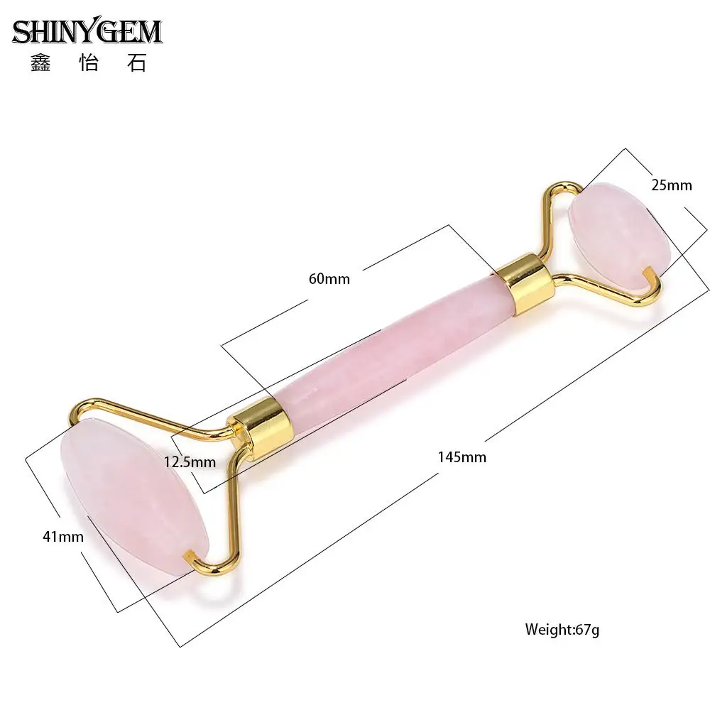 Роликовый ролик для чистки лица ShinyGem розовое золото натуральный камень уход за