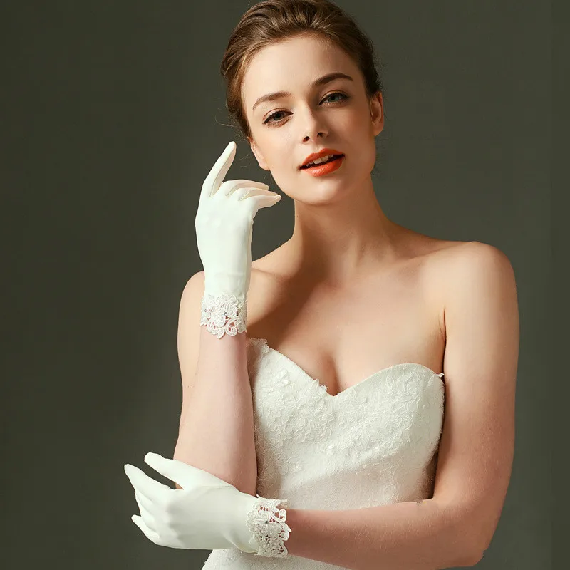 Новинка атласные перчатки невесты женские свадебные аксессуары