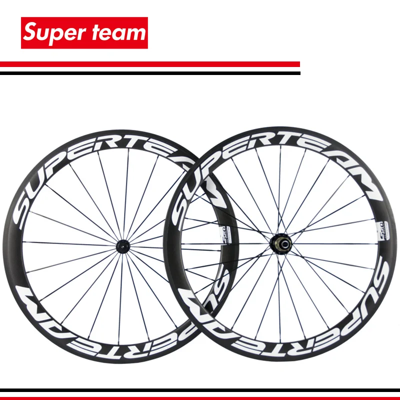

SuperTeam 700C road bicycle wheelset chinese carbon wheels 50mm clincher wheel with green decal