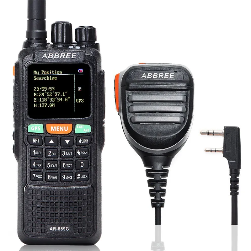 ABBREE AR-889G gps 10 Вт мощная портативная рация перекрестный ретранслятор 10 км большой диапазон портативный Ham CB двухстороннее радио трансивер - Цвет: add speaker mic