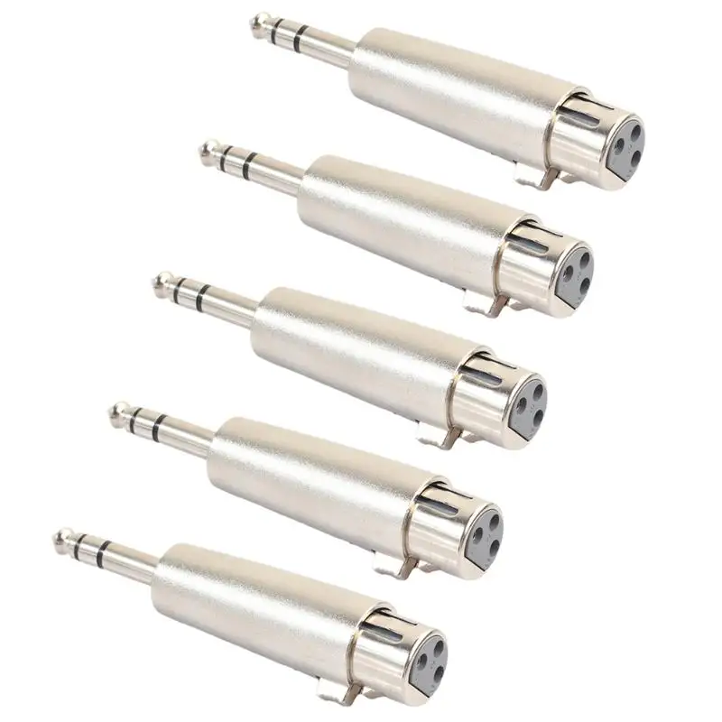 

5Pcs XLR 3Pin Female to 6.35mm 1/4 Stereo Male Plug Audio Cord Mic Adapter Connector Jack Plug Stereo for Microphone Mic