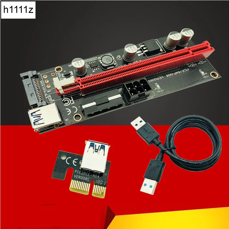 009 s кабель-соединитель PCI-E 1x к 16x Extender 60 см USB3.0 кабель SATA к 6Pin 4pin molex SATA стояк силовой проводки карты для ETH Dogecoin добыча