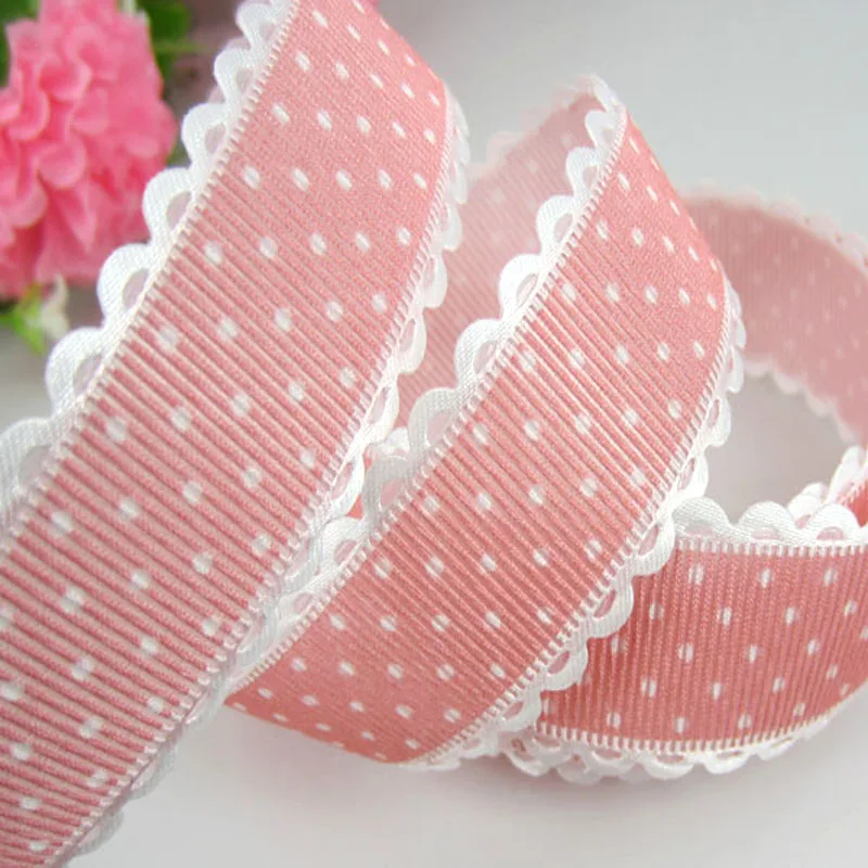 20yards 1" Printed Dot Lace Fabric Trim Ribbon For Craft Wedding