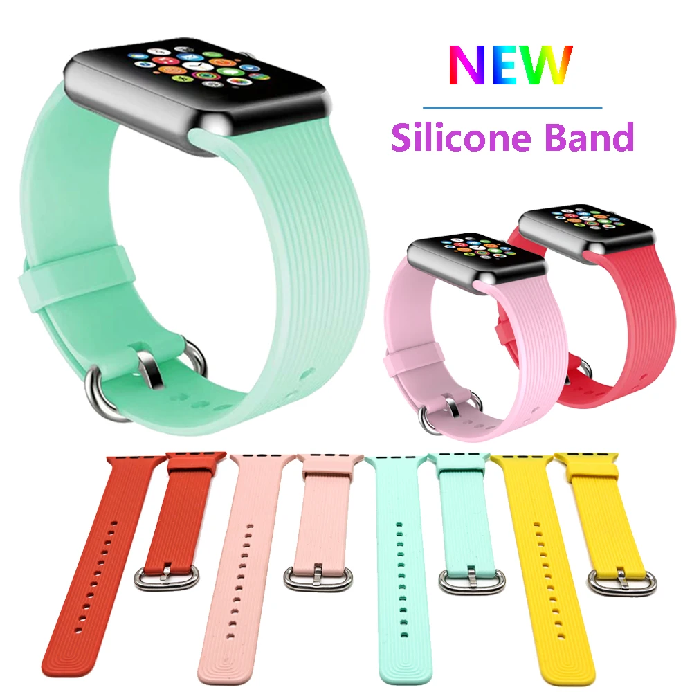 

Sport silicone strap for apple watch band 4 44mm 40mm iwatch series 3 2 1 42mm 38mm watchband soft rubber wrist bracelet belt