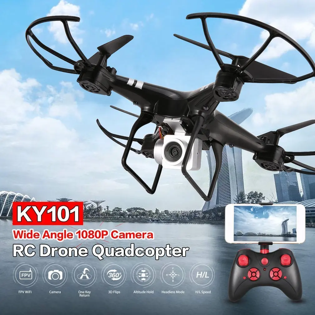 KY101S Wi-Fi FPV Широкий формат 1080 P Камера селфи Радиоуправляемый Дрон высота Удержание Headless режим 3D переворачивает один ключ возвращение