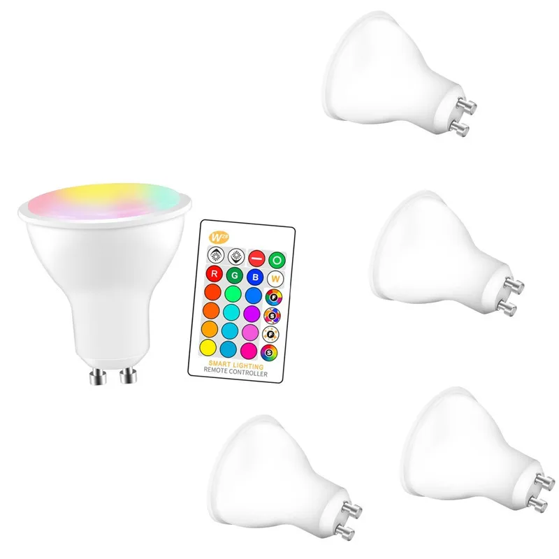 US $14.28 5pcsLot Dimmable 8W Led Spotlight Light RGBW GU10 E27 MR16 LED Spotlight Bulb With 24keys Remote Controller AC85265V RGB Lamp