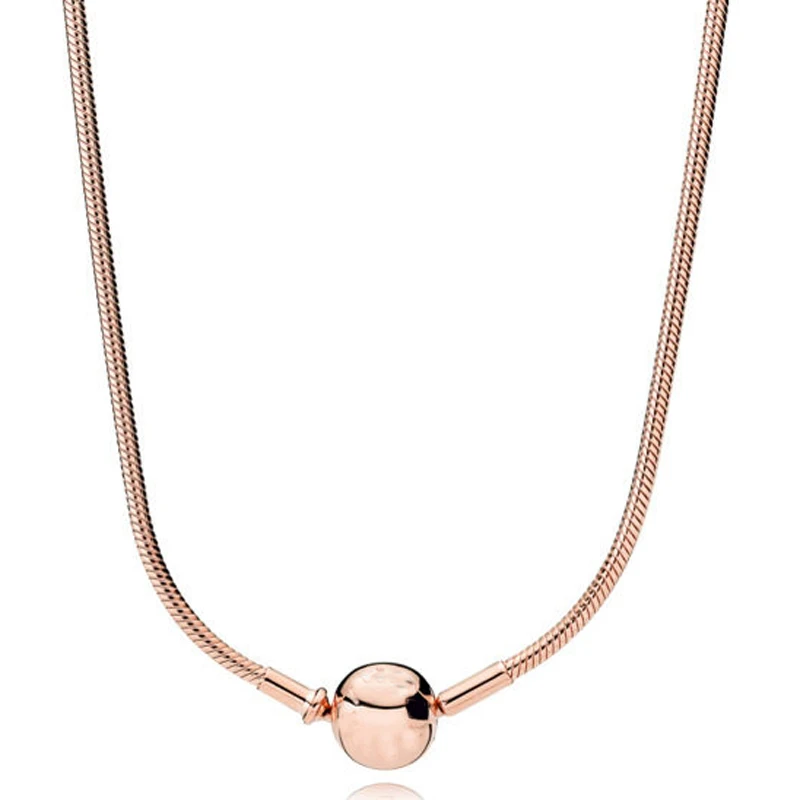

New 925 Sterling Silver NecklaceRose Gold Sphere Clasp Essence Collection Necklace Bracelet Fit Bead Charm DIY Pandora Jewelry