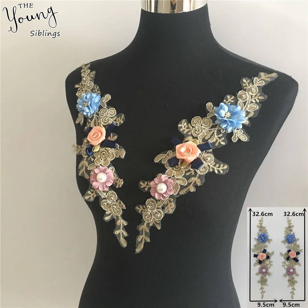 

New arrive Embroidery 3D Flower Lace Neckline DIY Sewing Lace Collar Bridal Wedding dress Accessory Scrapbooking Craft supplies