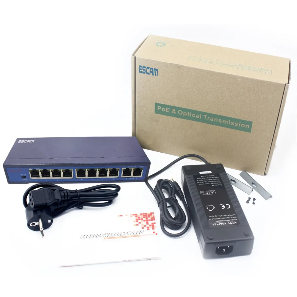 

ESCAM 8CH POE Switch 10/100M 150m Distance 120W 2 Lan Port for Surveillance Video Recorder IP Camera CCTV System NVR POE