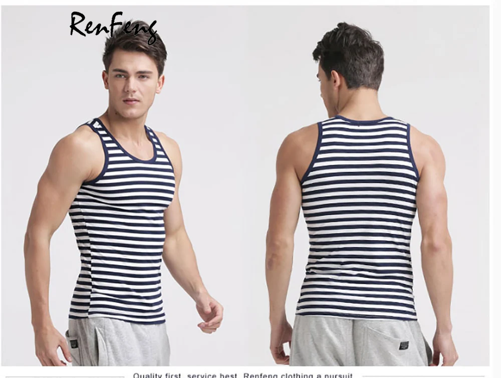 Cotton Men gyms Summer Tank Top Bodybuilding clothing Sleeveless Striped Brand Casual Shirts men's hot selling gym vest tank top (6)