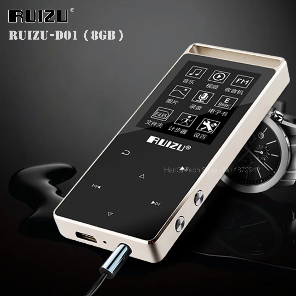 Спортивный HIFI MP3 плеер 8G экран сенсорный ключ MP3 музыкальный плеер Видео ПЕДО метр рекордер электронная книга Видео RUIZU D01 Поддержка TF карта