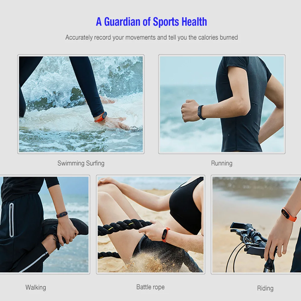 Смарт браслет Xiaomi Mi Band 4 AMOLED цветной сенсорный экран Bluetooth 5 0 монитор сердечного