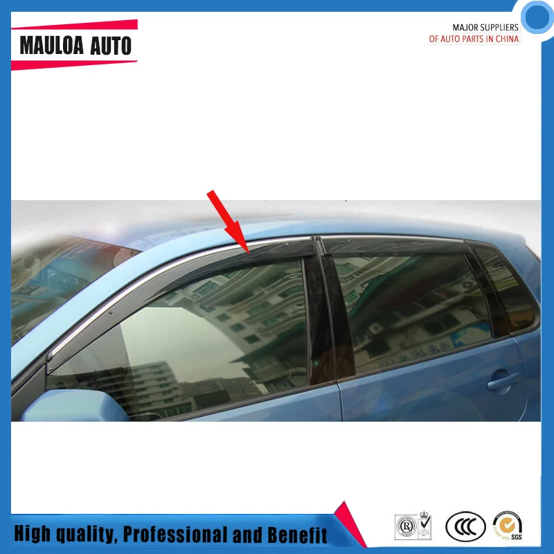 

4 Piece Injection molding trim vent shade rain sun wind deflector window visor for POLO 2002-2010 2011-2016