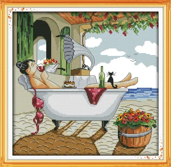 

Enjoy life (3) Embroidery floss Counted Cross Stitch In 11CT 14CT DIY Needlework DMC Cross Stitch Kits For Embroidery Crafts