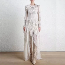 MODA NOVA Designer Runway Dress Women Vintage Sexy Irregular Bandage Ruffles Long Sleeve Midi Lace Party Dresses 2018 Autumn MODA NOVA Designer Runway Dress Women Vintage Sexy Irregular Bandage Ruffles Long Sleeve Midi Lace Party Dresses 2018 Autumn